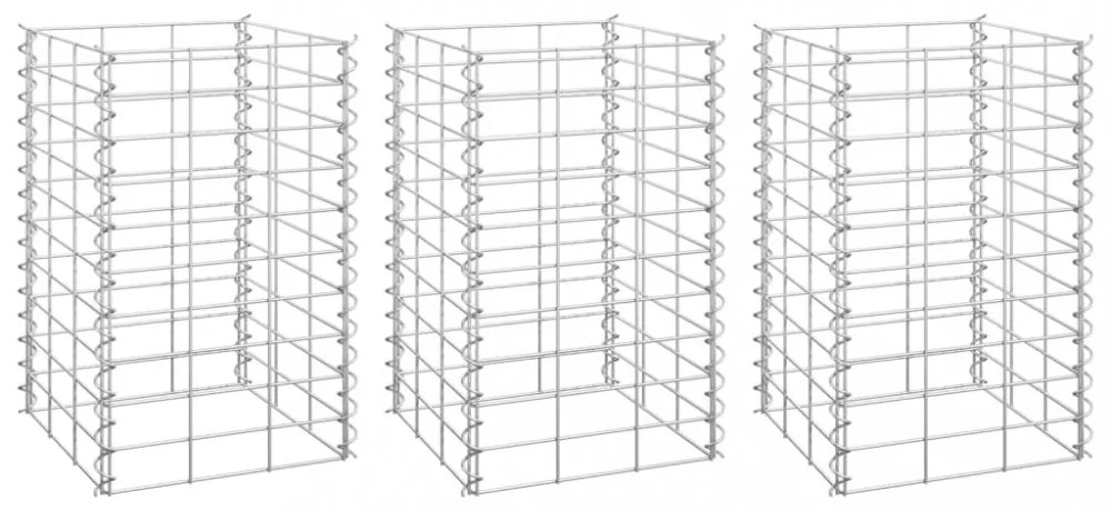 3 db vas gabion magaságyás 30 x 30 x 50 cm