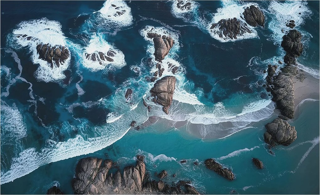 Flizelin tapéta Divatos 3D fali ragasztó Óceáni hullámok 416x254 Ragasztó