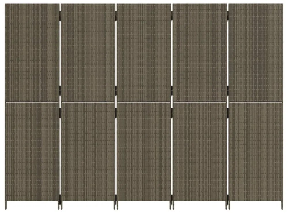 szürke 5-paneles polyrattan térelválasztó
