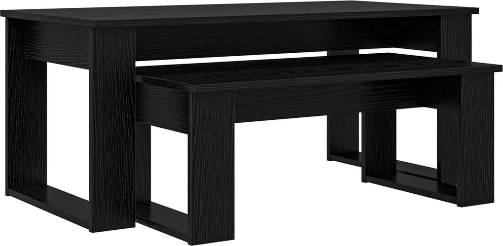vidaXL Kávasztal Szett 2 pcs Fekete tölgy Faanyag