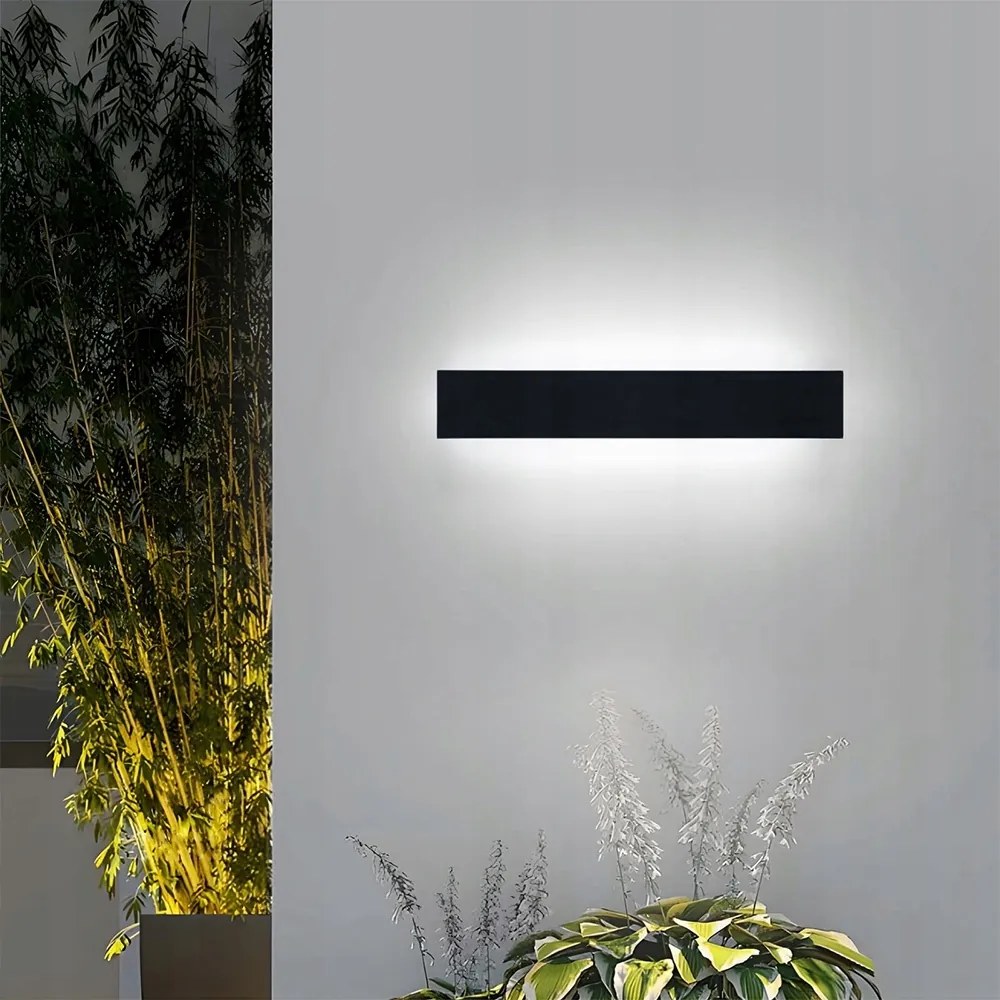 Led Fali lámpa Homlokzati IP65 Fali Fekete 30CM 9W Fehér Hideg