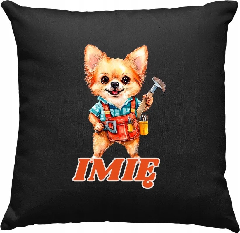 Gyerek párna Kutya Barkács +Név Fekete