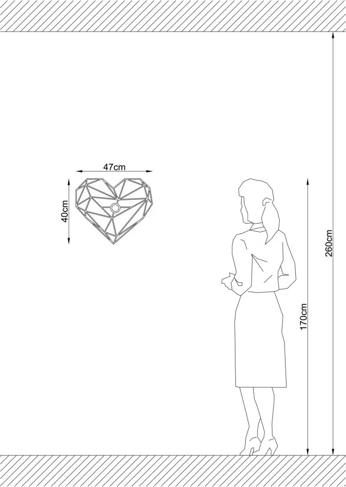 Heart fali lámpa, fekete