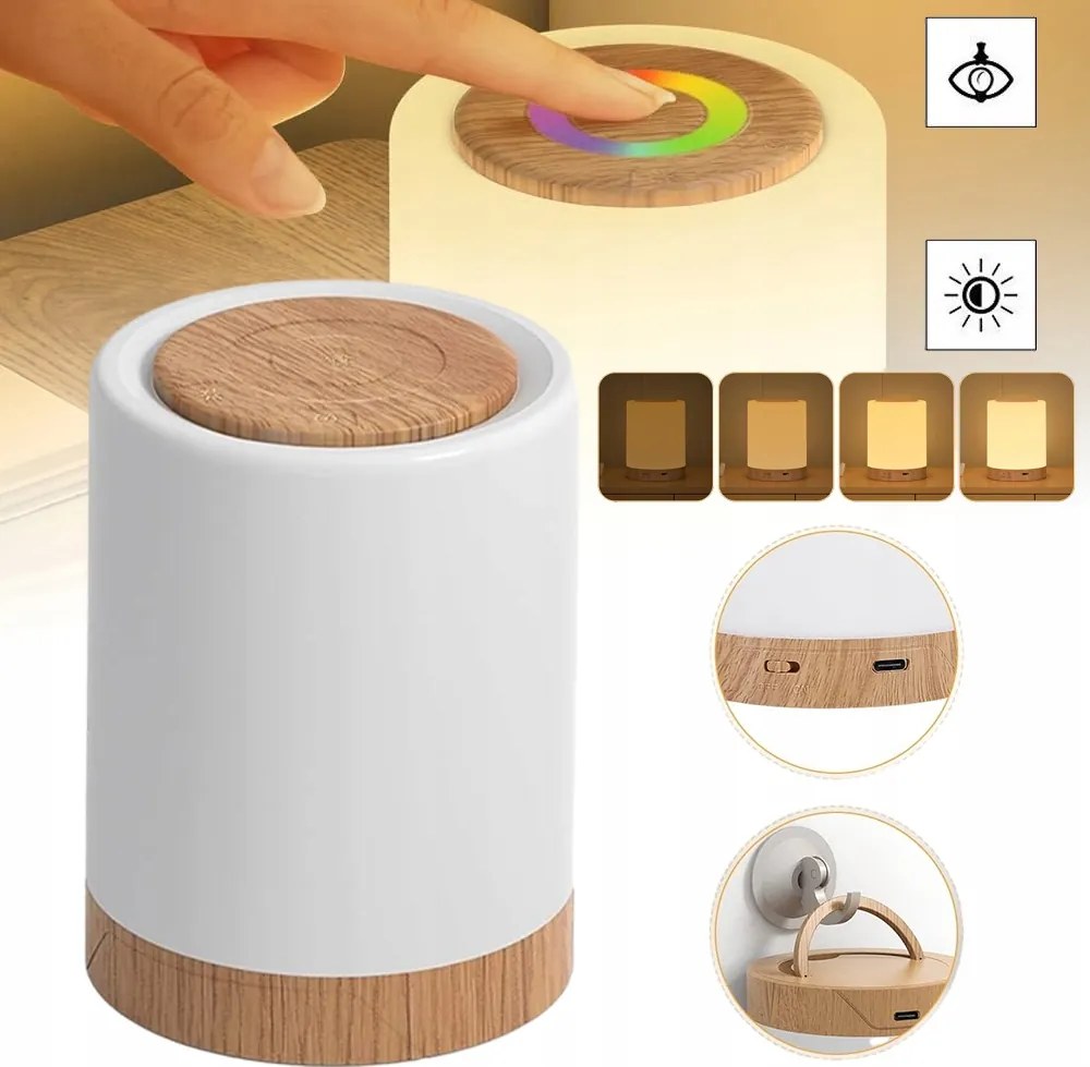 Led Éjjeli Lámpa 10 Szín Fa Tégelyek, Usb Töltés Időzítő Funkcióval