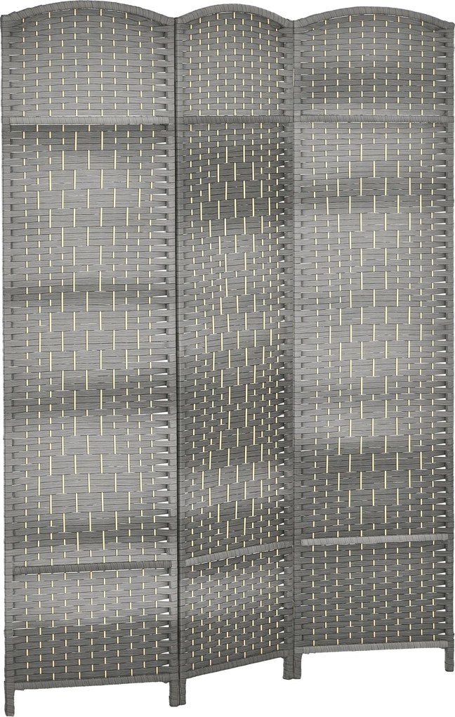 HOMCOM 3-panelos Összecsukható Paraván 135x180 cm Szobai Elválasztó, Magánéletet Védő Paraván Polipropilén Iroda és Hálószoba Szürke Mix | Aosom