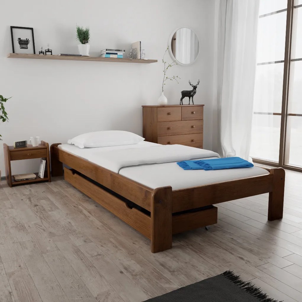 ADA ágy 80x200 cm, tölgyfa Ágyrács: Lamellás ágyrács, Matrac: Matrac nélkül