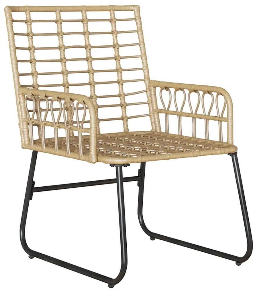 Kert étkező szett 3 pcs Barna Fekete Krém Poli rattan és acél