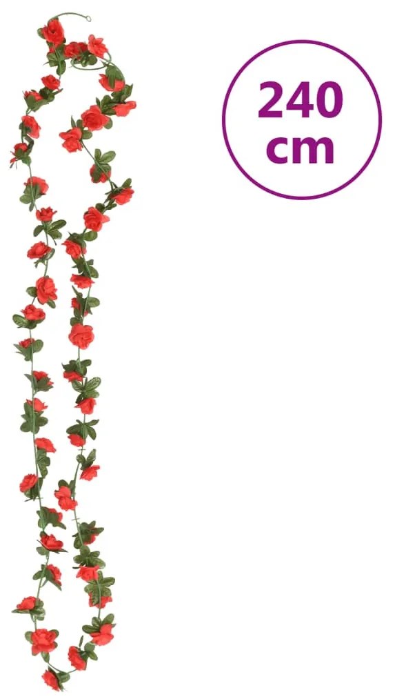 6 db piros karácsonyi virágfüzér 240 cm