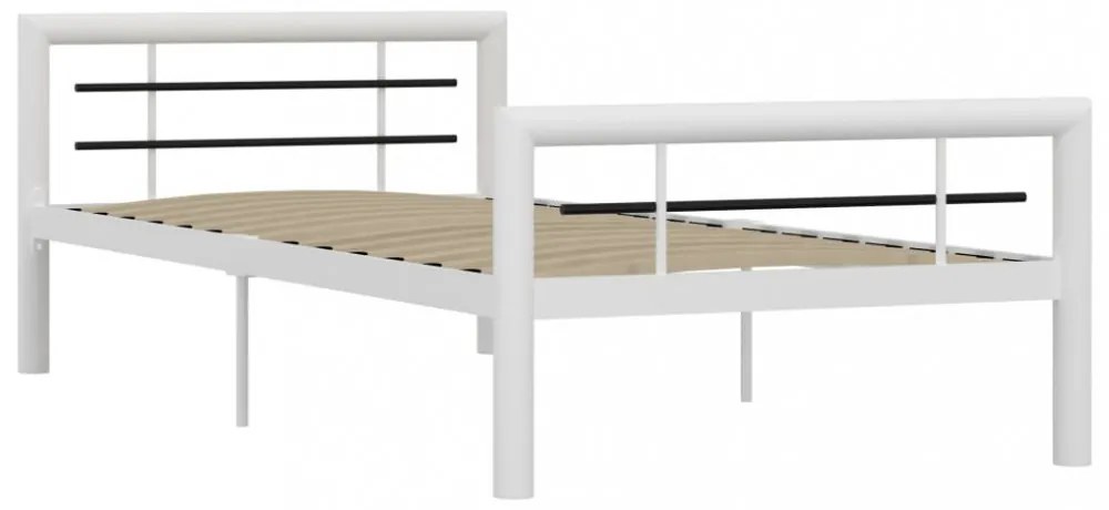 fehér és fekete fém ágykeret 90 x 200 cm