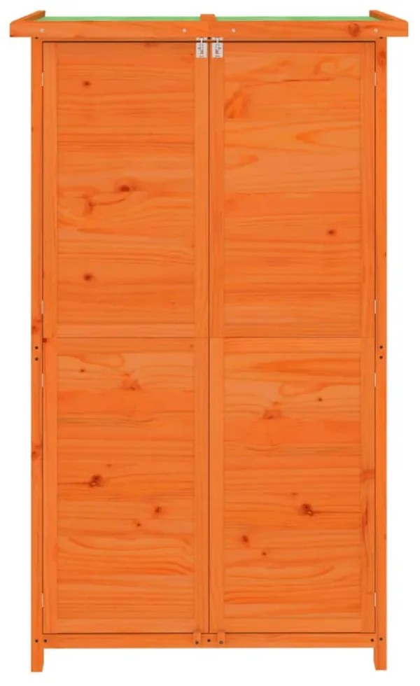 barna tömör fenyőfa kerti szerszámtároló 83 x 57 x 140 cm