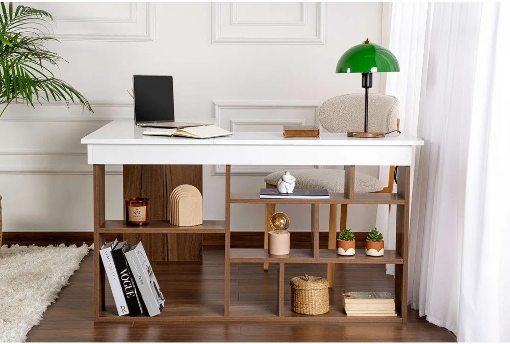 Íróasztal diófa dekorral 120x130 cm Vesper – Kalune Design