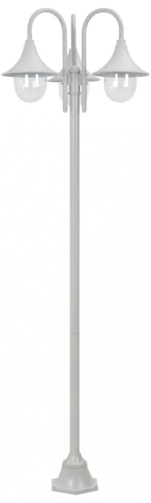 fehér 3-égős alumínium kerti állólámpa, E27, 220 cm