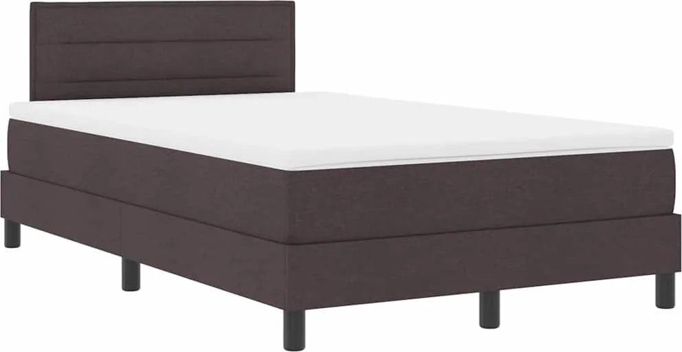 vidaXL Boxrugós ágy matracmal leddel Sötét Barna 120 x 190 cm szövet