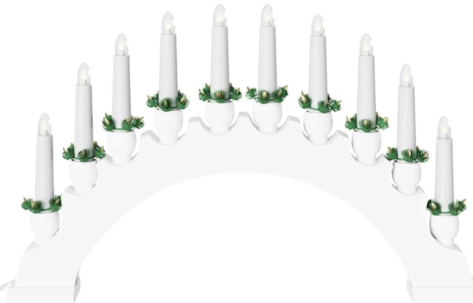 Karácsonyi gyertyatartó ív 10 LED gyertyával Fehér