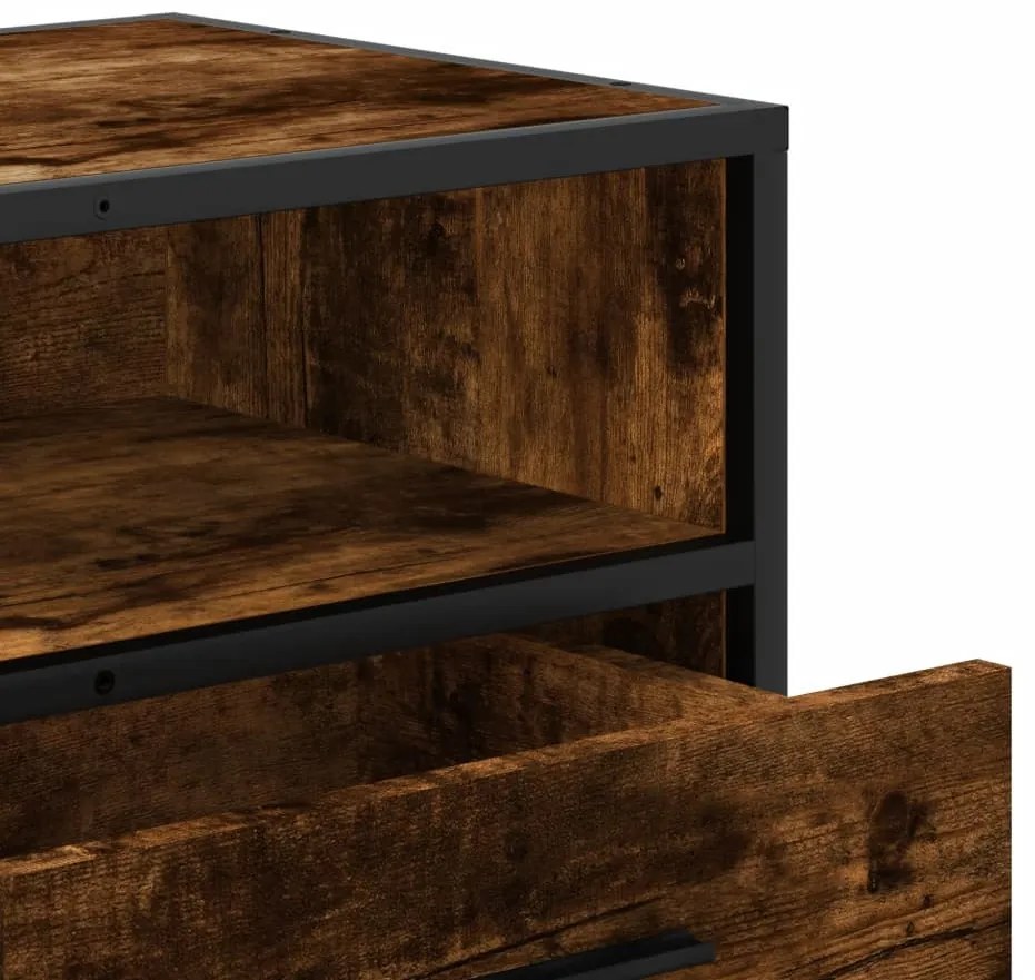 füstös tölgy színű szerelt fa és fém TV-szekrény 80x34,5x40 cm