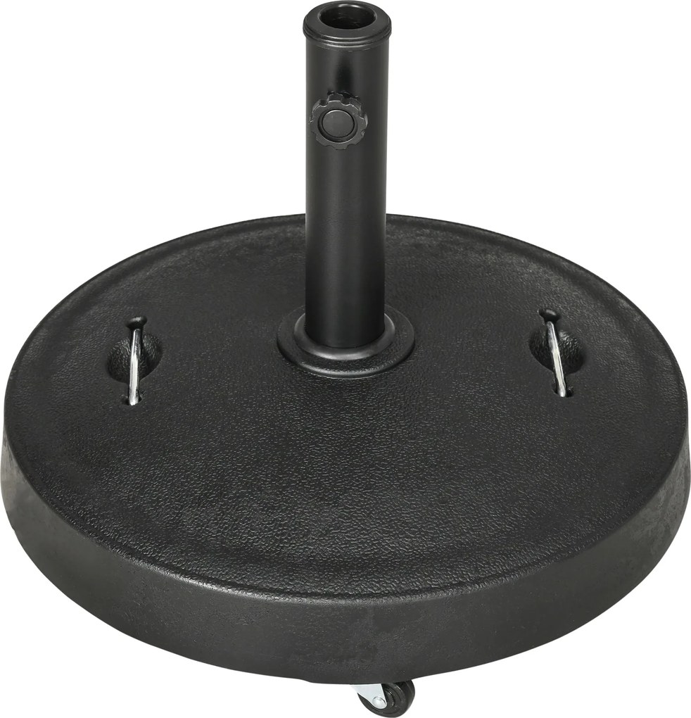 Outsunny Napernyő Állvány 23,5 kg Kerekes Napernyő Bázis Ø38/48 mm Rúdhoz, Kerthez, Erkélyhez, Fekete | Aosom