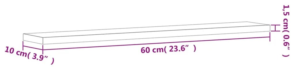 4 db füstös tölgy színű szerelt fa fali polc 60 x 10 x 1,5 cm