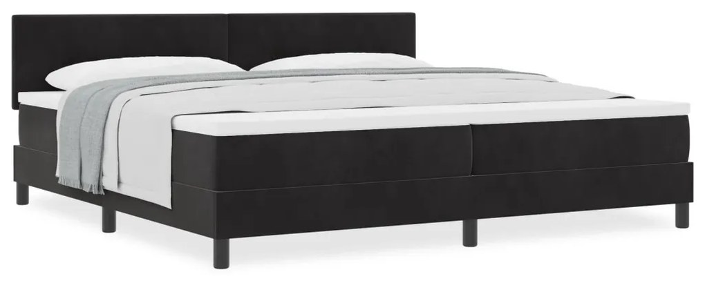 Boxspring Ágy Matrac 200x200 cm Fekete Bársony