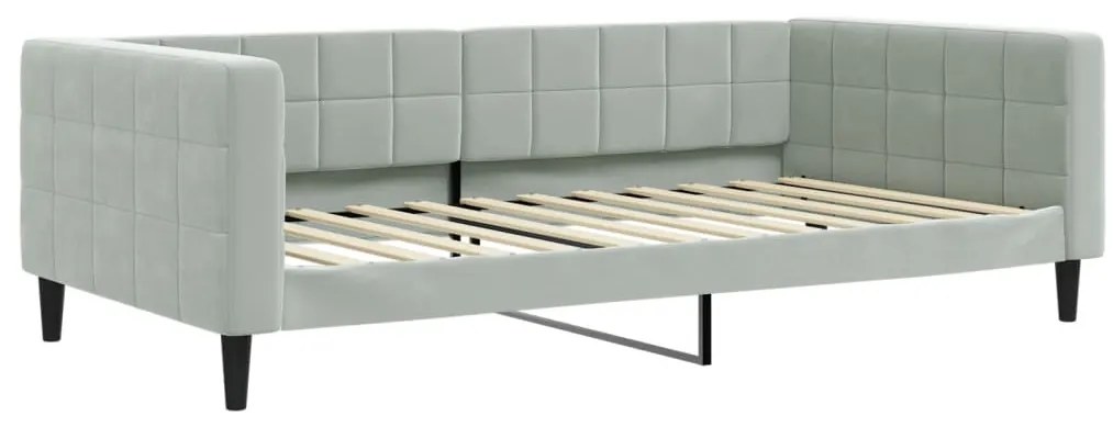 világosszürke kihúzható bársony heverő fiókkal 100 x 200 cm