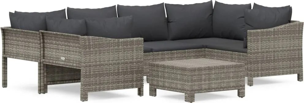 vidaXL 7 részes szürke polyrattan kerti ülőgarnitúra párnákkal