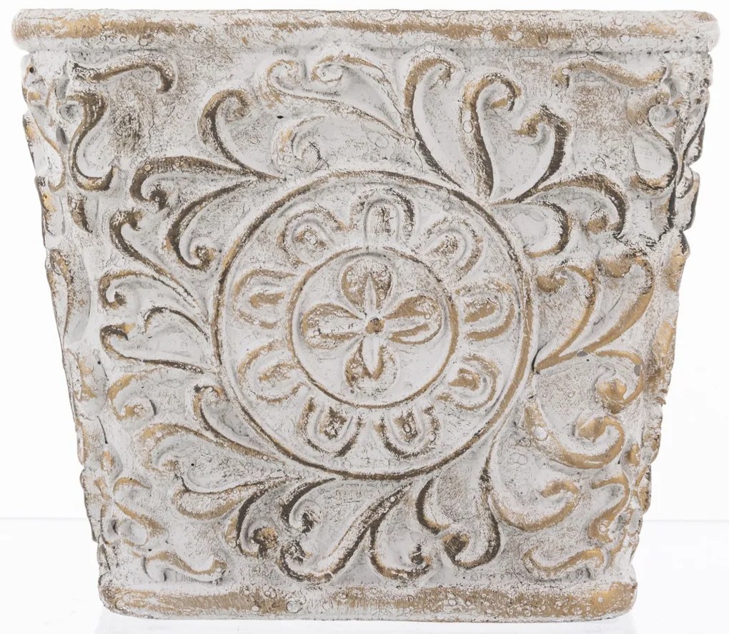 Kaspó cement arany, szürke 15x18,5x18,5 cm