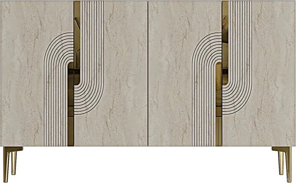 Meyra 120 - White, Travertine, Gold