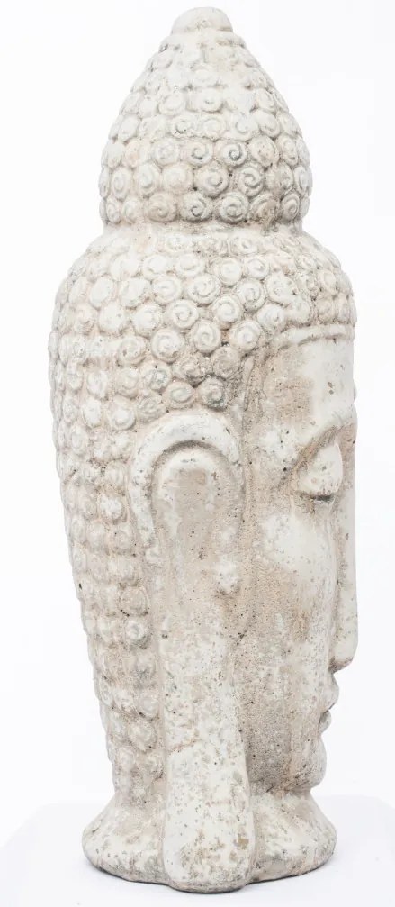 Cyrus design krém színű koptatott buddha fej dekorációs szobor 40x15x14cm