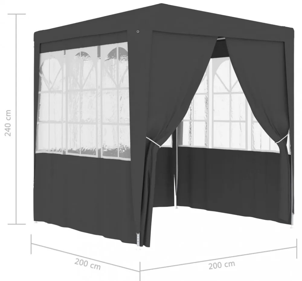 antracitszürke rendezvénysátor oldalfalakkal 2 x 2 m 90 g/m²