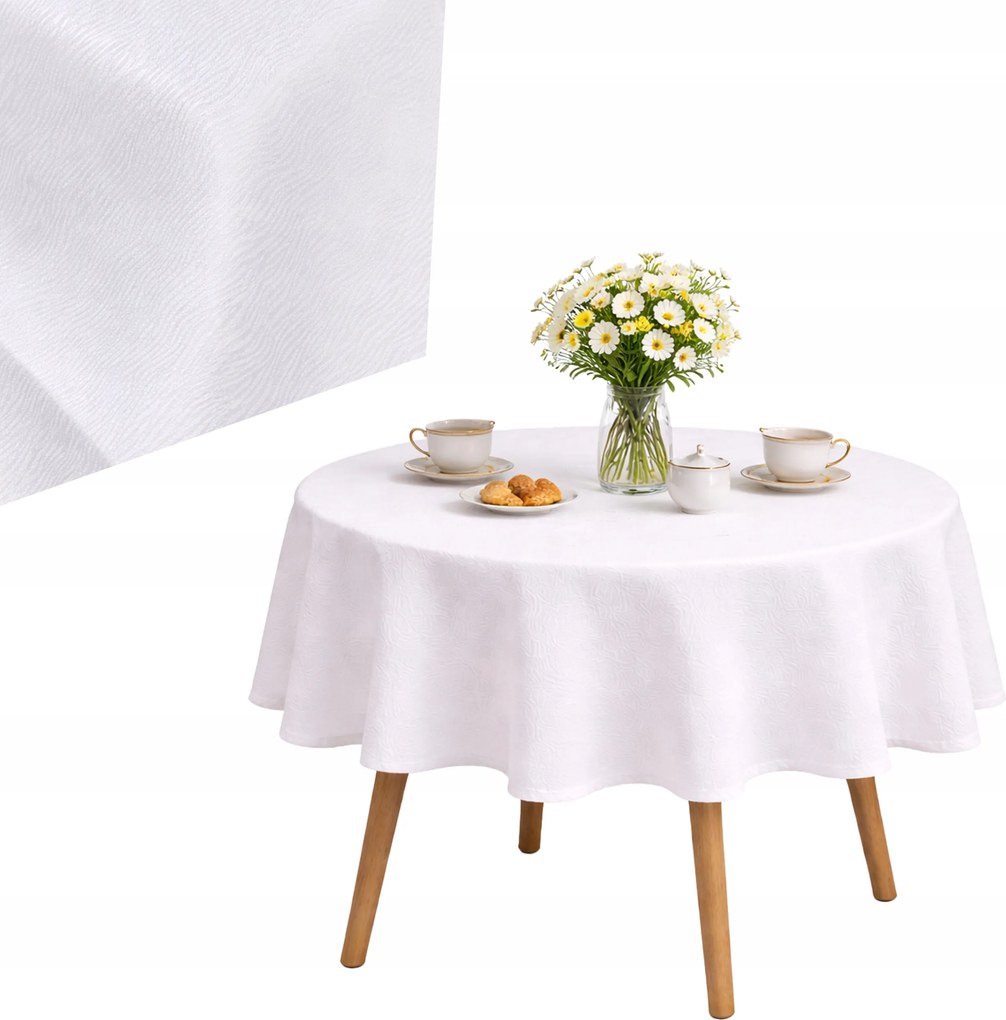 Abrosz Fehér Kerek Foltálló Dekoratív Alkalmi 140cm