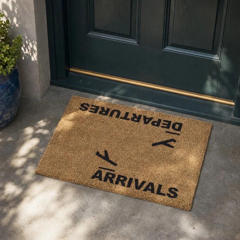 Kókuszrost lábtörlő 40x60 cm Arrivals and Departures – Artsy Doormats