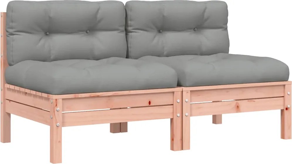 vidaXL 2 db tömör duglászfenyő karfa nélküli kerti kanapé párnával