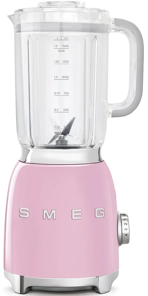 50-es évekbeli, Retro stílusú turmixgép, 1,5 l. műanyag tartállyal, rózsaszín - SMEG