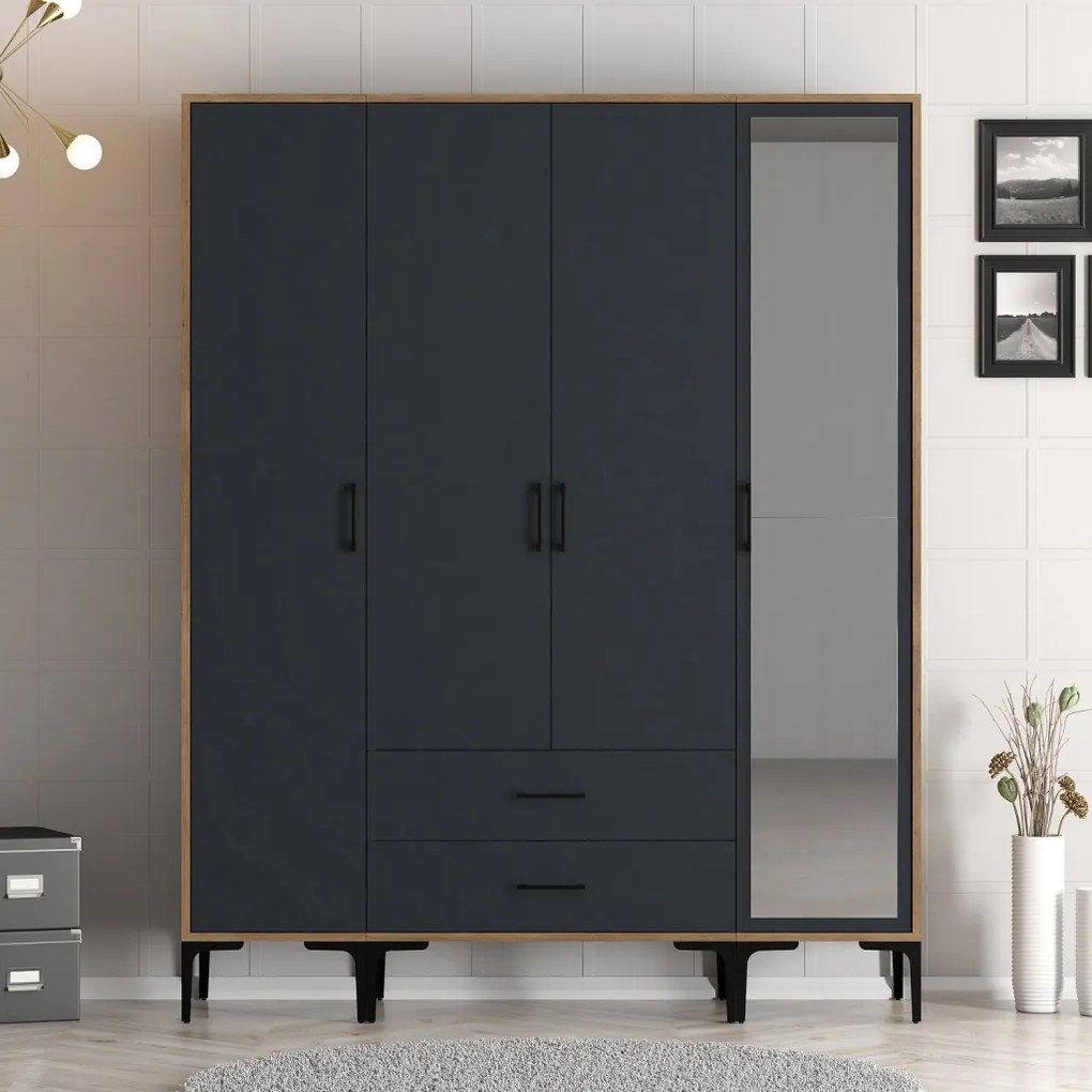 Kumsal gardróbszekrény, dió-antracit, 160 cm – TR845HCT5494