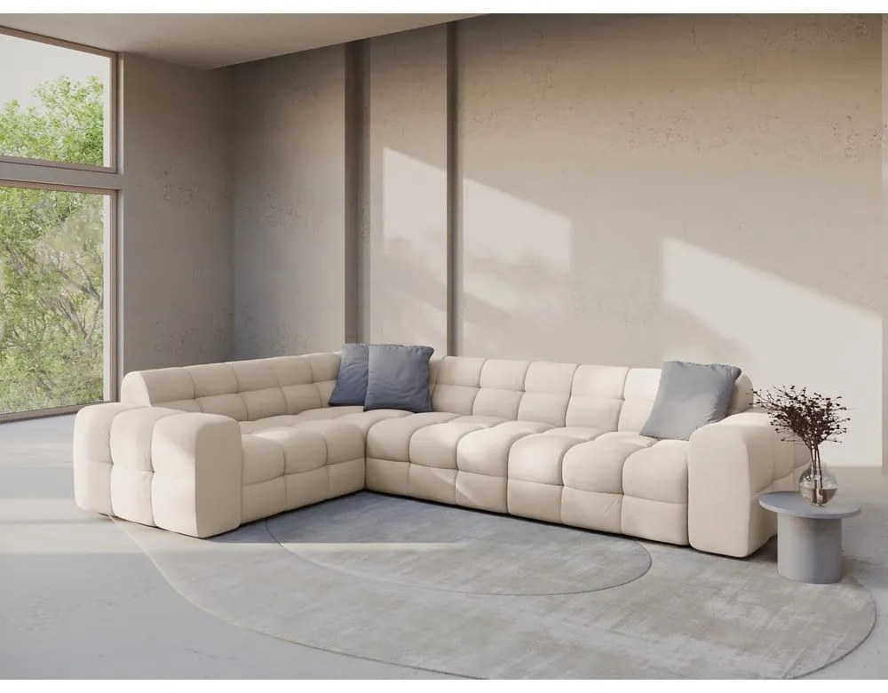 Bézs sarokkanapé (bal oldali-L alakú) Kendal – Micadoni