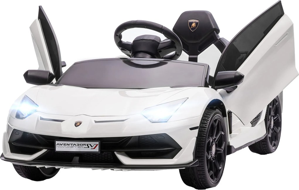 HOMCOM Gyermek Elektromos Autó LAMBORGHINI AVENTADOR SVJ ROADSTER 12V Gyerekautó 2.4G Távvezérlővel, 2 Motorral, MP3 Riasztóval, Zenével, Lágy Indítás