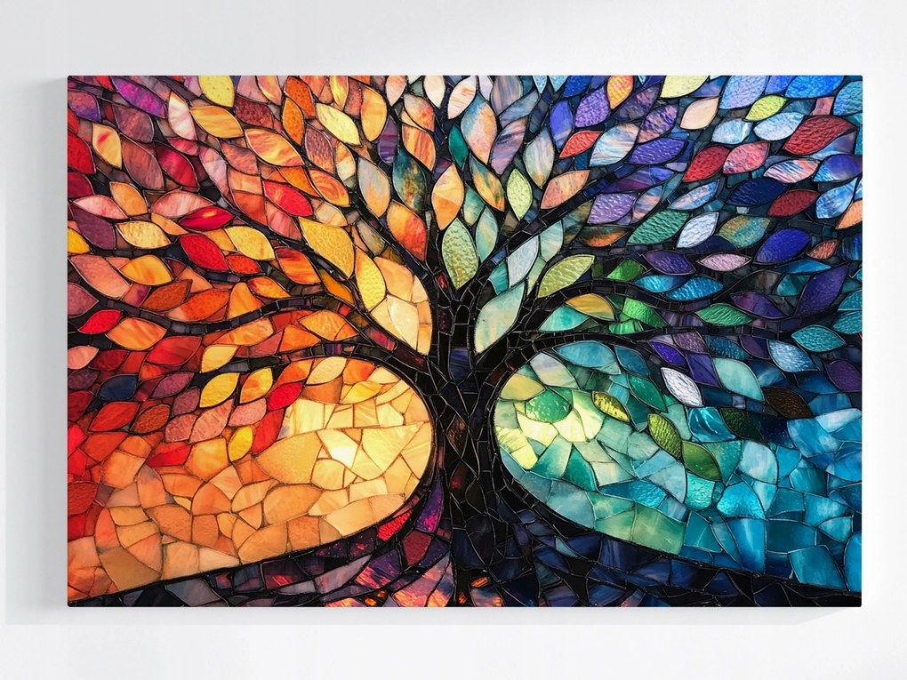 Poszter Mozaik Ólomüveg Dekoráció Az Élet Fája Boho 120x80