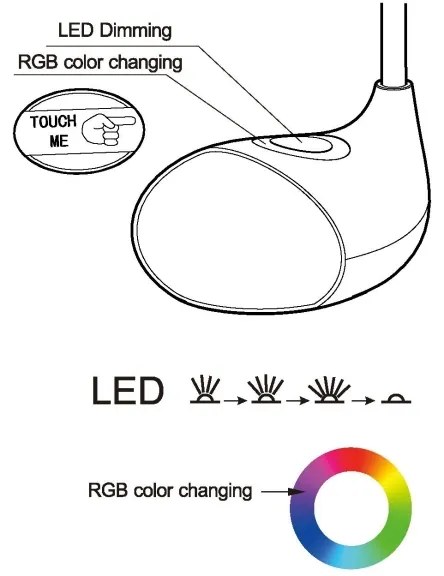Eglo 97078 - Dimmelhető LED asztali lámpa CABADO 1 LED/2,2W+0,3W/230V RGB