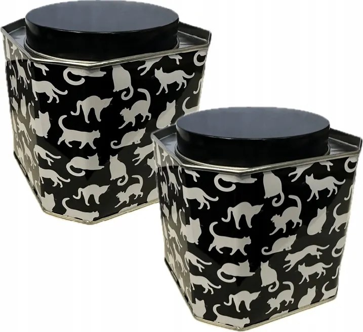 2x Keksz Díszdoboz Kávé Macskák Smukee Fém Kávé Tea 2db Tt-c