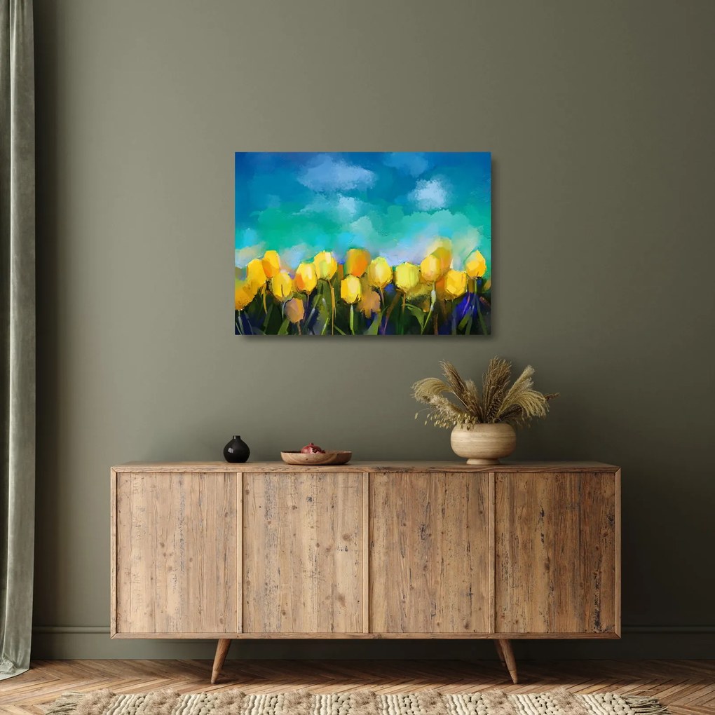Sárga tulipán képe (üvegen) (70x50 cm)