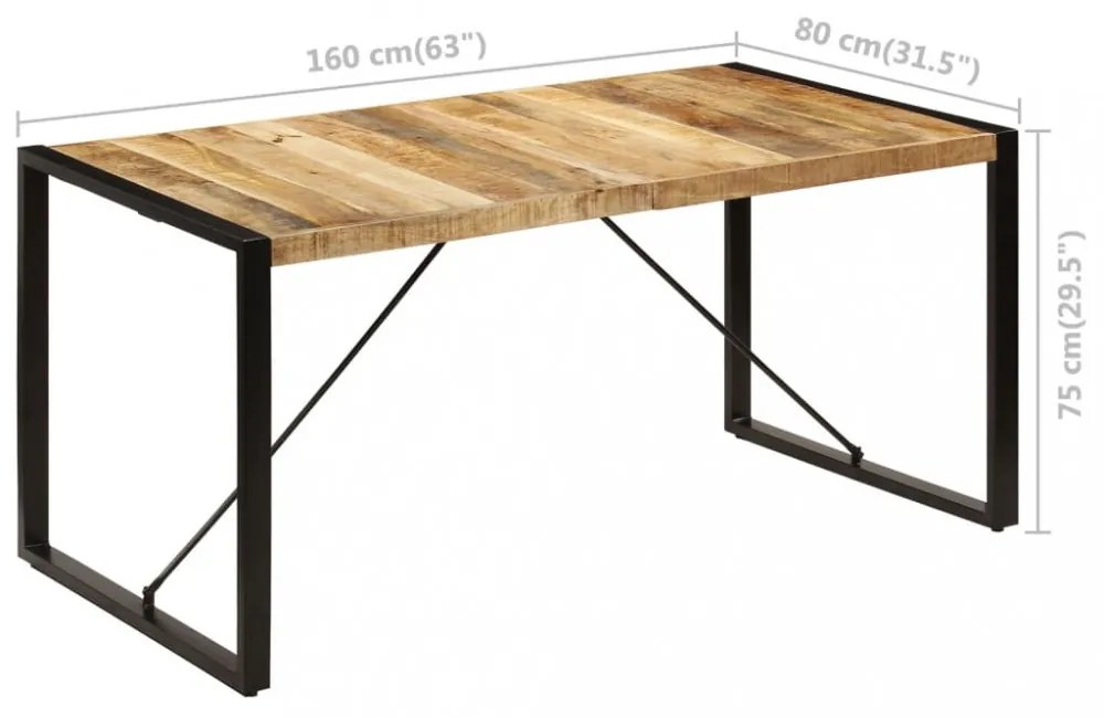 tömör mangófa étkezőasztal 160 x 80 x 75 cm