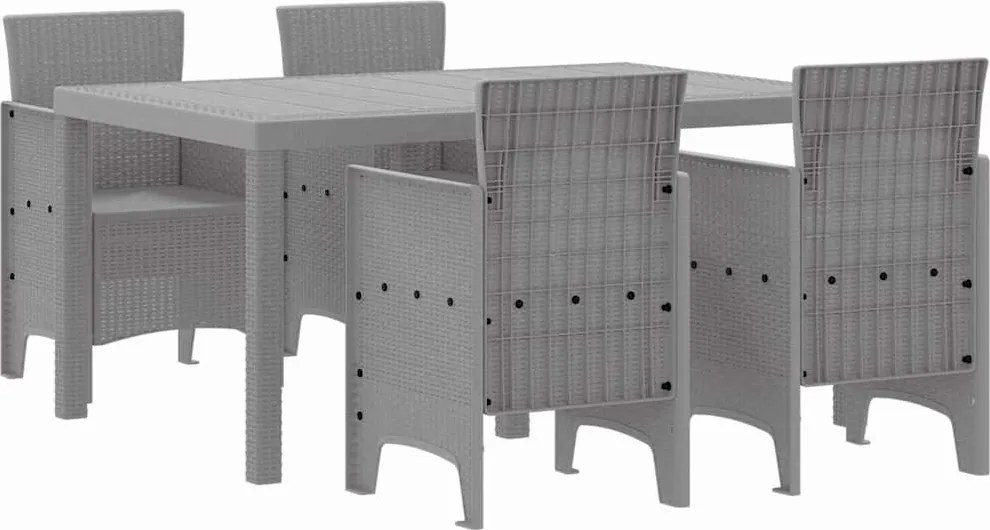 vidaXL Kert étkező szett 5 pcs Világosszürke Polt rattan