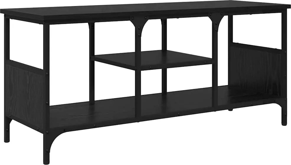 vidaXL TV szekrény Fekete tölgy 100 x 35 x 45 cm Műszaki fa és vas