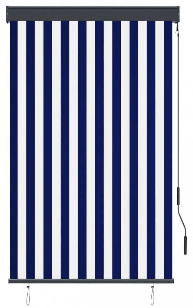 kék és fehér kültéri roló 100 x 250 cm