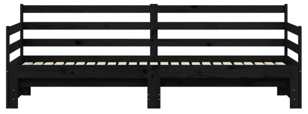 fekete tömör fenyőfa kihúzható kanapéágy 80 x 200 cm
