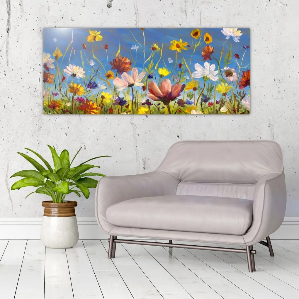 Festett kép egy virágzó rét (120x50 cm)