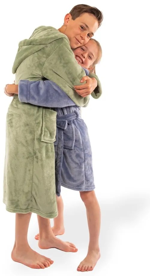 Kék mikroplüss gyerek fürdőköpeny, 122-128 Delux – Tiseco Home Studio