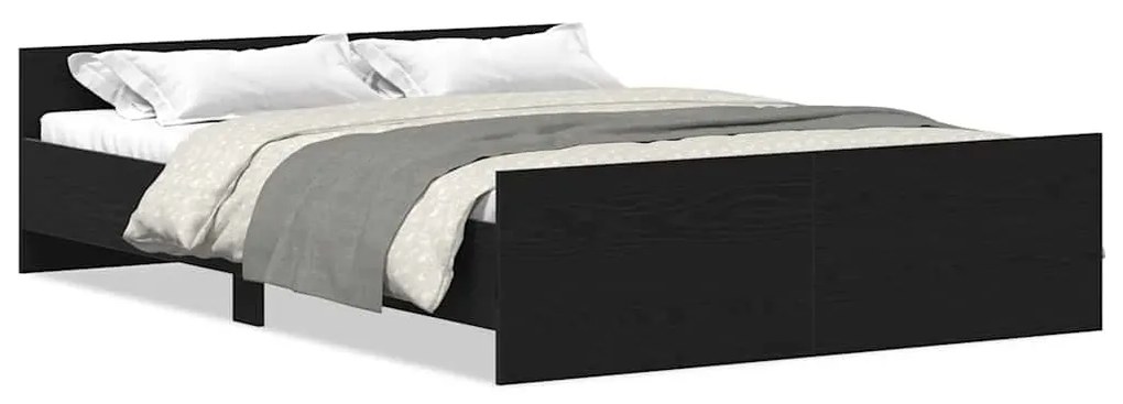 fekete tölgy színű szerelt fa ágykeret matrac nélkül 120x190 cm