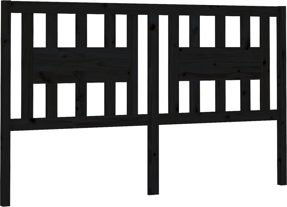 vidaXL fekete tömör fenyőfa fejtámla 206 x 4 x 100 cm