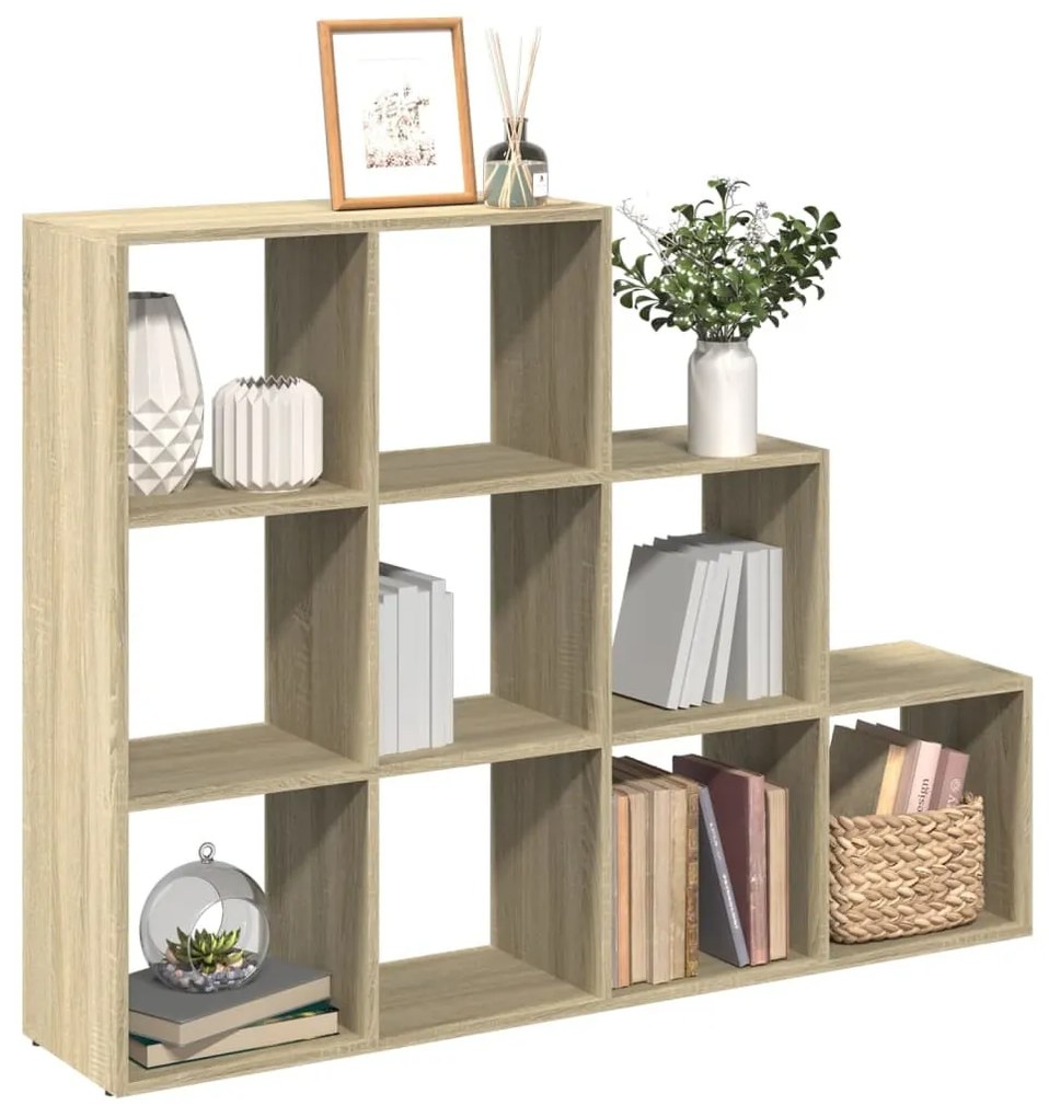 3 szintes sonoma tölgy elválasztó könyvespolc 137,5x29x103,5 cm