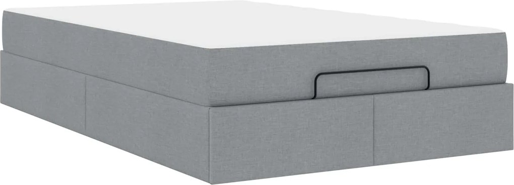 vidaXL Ágykeret matraccal matracmal 2 pcs Világosszürke szövet